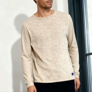 Jack & Jones Size L Speckled Beige Crewneck Sweater
